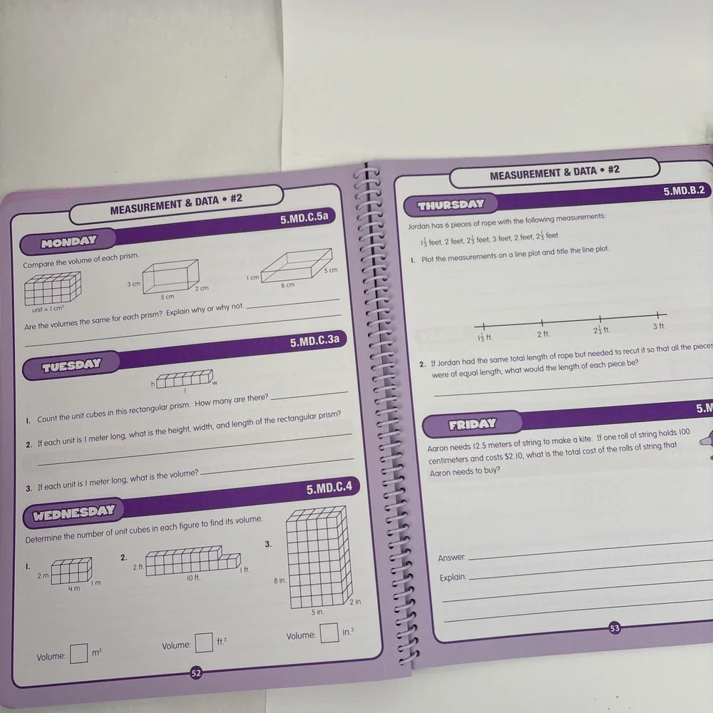 2 Set Of Daily  Math & Language‎ Practice Journals Grades 5, Unused